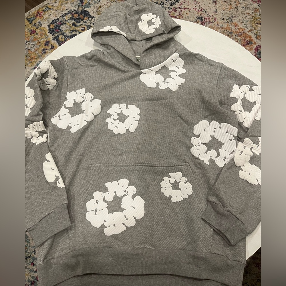 Denim Tears The Cotton Wreath Hoodie Sweatshirt Grey medium M men’s - Picture 4 of 7